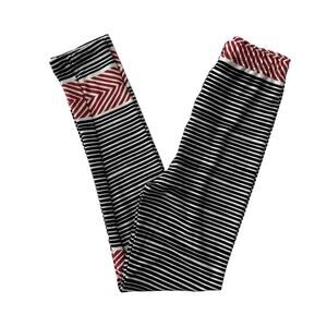 Lularoe Leggings - Stripes Chevron - Black Red White - L/XL